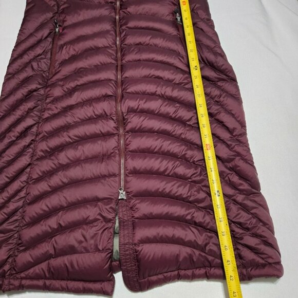 L.LBean Women's Ultralight 850 Down Hooded Coat Three Quarter Length Dark Plum L - Picture 4 of 16